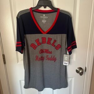 Ole Miss Women's V-Neck Top XLarge Go Rebels Hotty Toddy Collegiate Football Fan